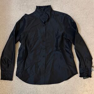 Ralph Lauren Women’s Black 100% Silk Button Down Shirt Size 14 New With Tags